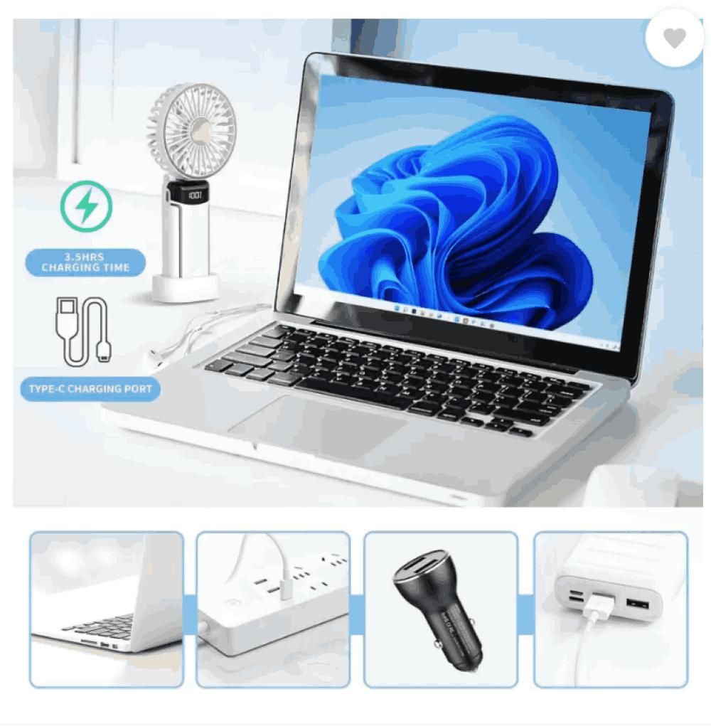 Handheld Fan with LED Display